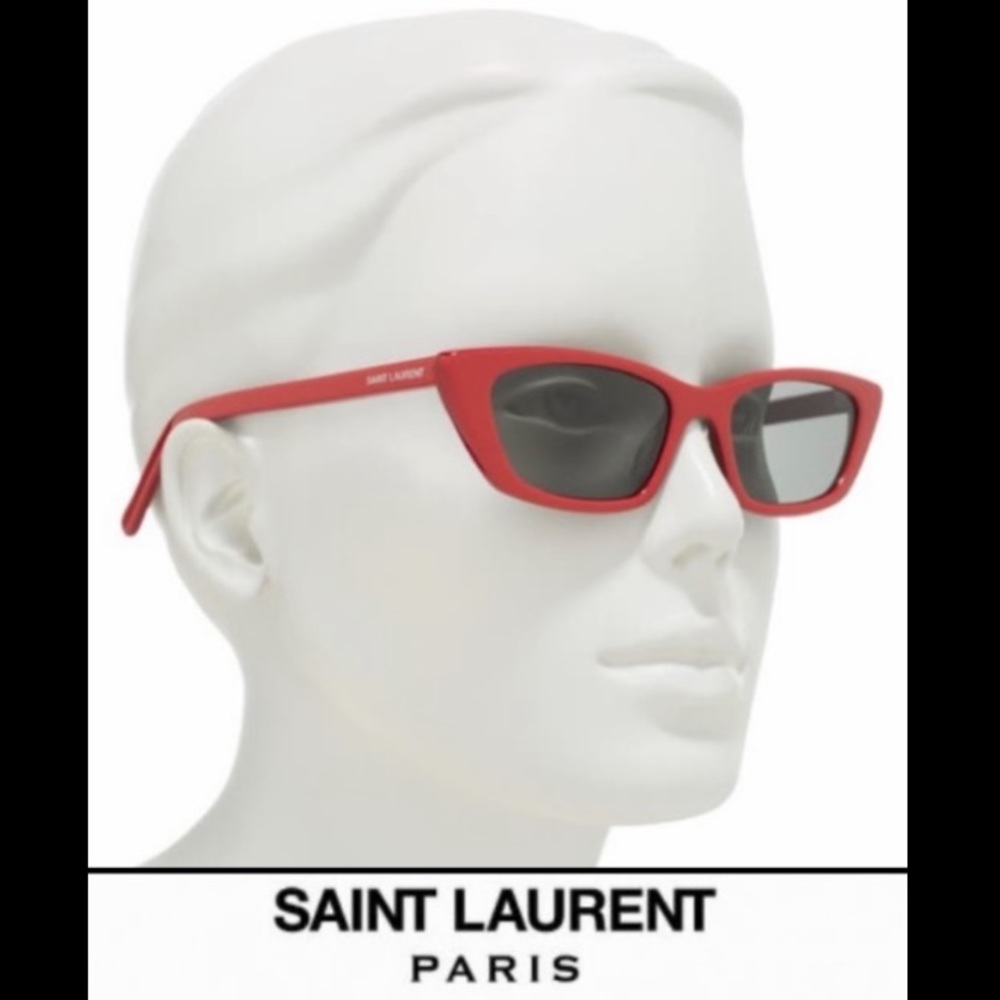 Saint Laurent Cat Eye Sunglasses Cherry Red 50s 60s Retro Hollywood Glam